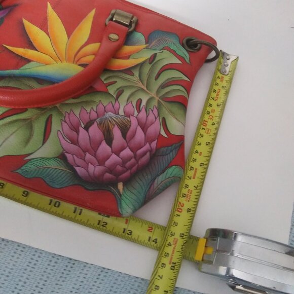 Anuschka ISLAND ESCAPE  Leather bag With Tropical Flowers hand painted - Picture 11 of 16